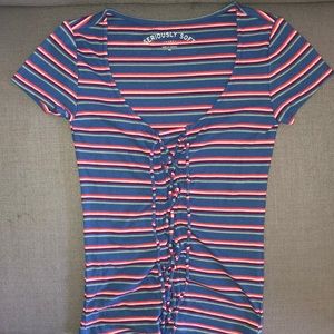 aeropostale seriously soft lace up t shirt